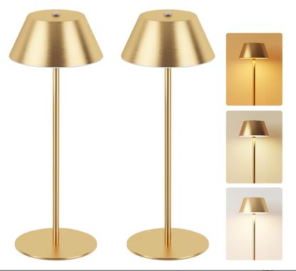 Set de 2 Lámparas de Mesa Inalámbricas Ajustables con Luz Regulable
