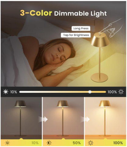 Set de 2 Lámparas de Mesa Inalámbricas Ajustables con Luz Regulable - Imagen 2