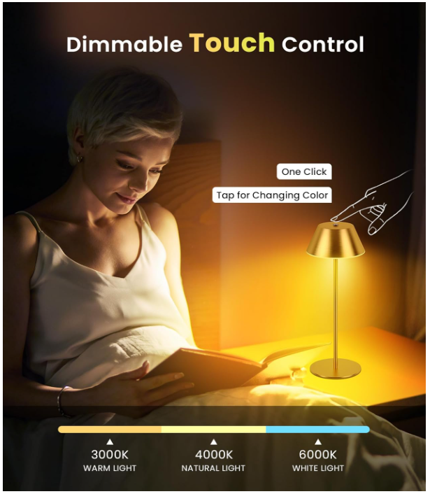 Set de 2 Lámparas de Mesa Inalámbricas Ajustables con Luz Regulable - Imagen 3