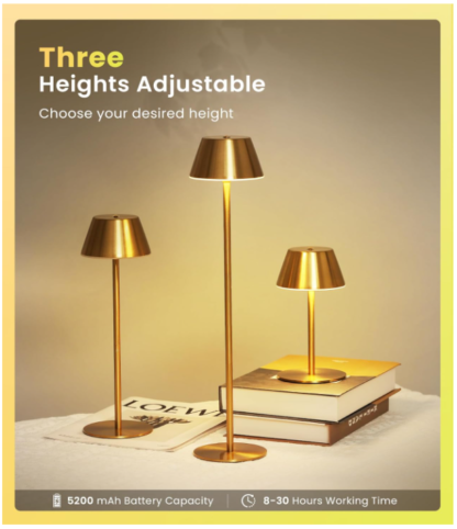 Set de 2 Lámparas de Mesa Inalámbricas Ajustables con Luz Regulable - Imagen 4