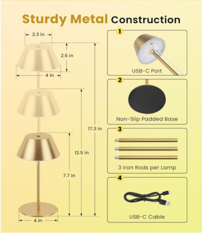 Set de 2 Lámparas de Mesa Inalámbricas Ajustables con Luz Regulable - Imagen 5