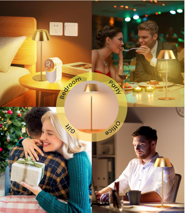 Set de 2 Lámparas de Mesa Inalámbricas Ajustables con Luz Regulable - Imagen 6