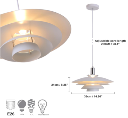 Lámpara colgante de techo estilo Mid Century de 38cm de diámetro - Imagen 4