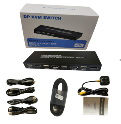 Conmutador KVM DisplayPort de 4 Puertos – Controla 4 Computadoras con 1 Monitor 4K y Periféricos USB 🖥️🖱️🎮 - Imagen 6