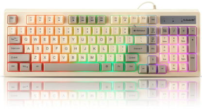 Teclado estilo vintage iluminado - color blanco/crema y gris