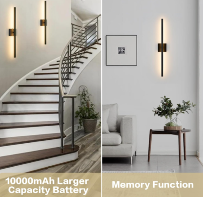 Aplique de Pared Estilo Candelabro de 80 cm – Luz LED Recargable con Control Remoto, Negro - Imagen 4