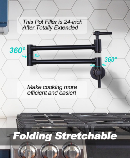 Grifo de pared para llenar ollas – 60 cm, doble brazo plegable, latón macizo 🛠️🚿 - Imagen 2