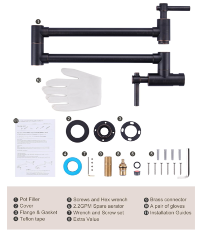 Grifo de pared para llenar ollas – 60 cm, doble brazo plegable, latón macizo 🛠️🚿 - Imagen 7