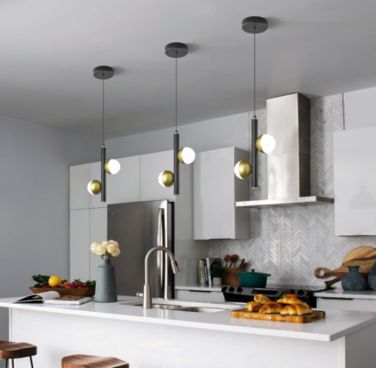 Lámparas Colgantes Mid-Century Modern de 2 Luces con Pantalla Acrílica Lechosa (Paquete de 3) 💡🌀 - Imagen 3