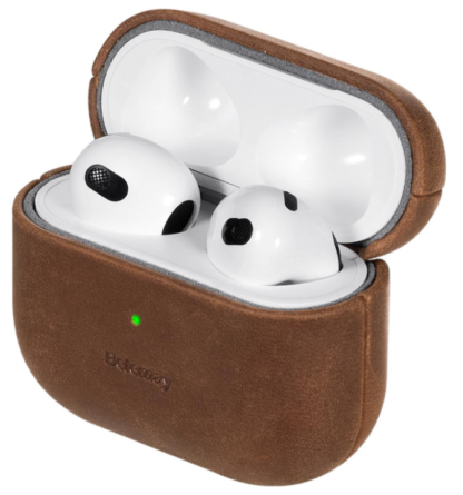 Funda de cuero de carga inalámbrica compatible con AirPods de 3ª generación