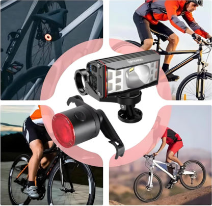 Set de luces inteligentes para bicicleta (delantera y trasera) – 1800LM frontal + 100LM trasera - Imagen 9