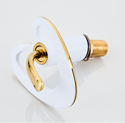 Grifo de baño blanco y dorado de un solo agujero y una sola llave – Diseño en forma de corazón 💛🚿 - Imagen 6