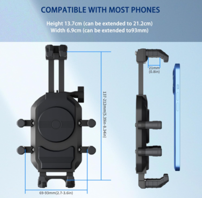 Soporte de Teléfono Celular para Manillar de Bicicleta o Moto con 8 Garras de Seguridad y Protección Antirrobo - Imagen 6