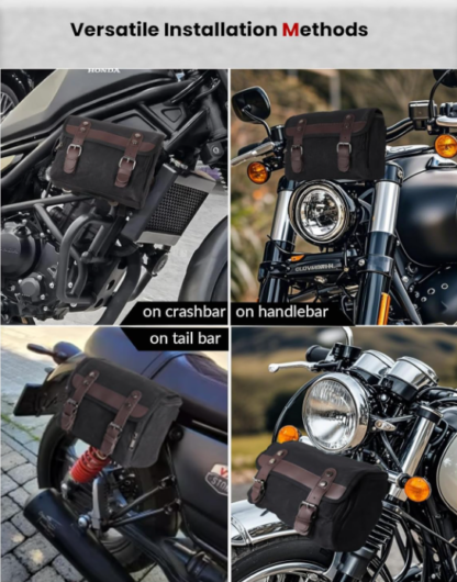 Bolsa Vintage para Herramientas de Moto 22 cm – Impermeable y Multifuncional para Manubrio o Sissy Bar 🏍️🧰🎒 - Imagen 6