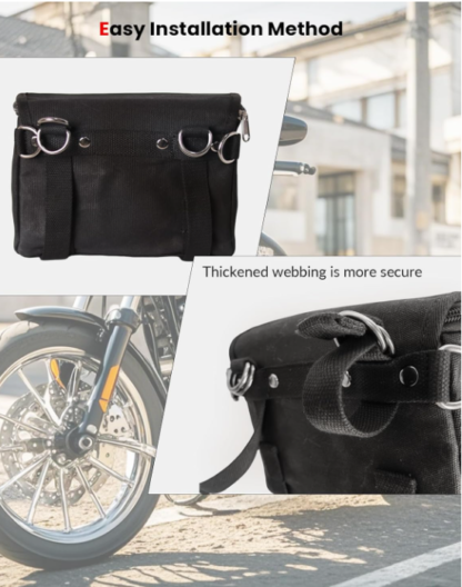 Bolsa Vintage para Herramientas de Moto 22 cm – Impermeable y Multifuncional para Manubrio o Sissy Bar 🏍️🧰🎒 - Imagen 4