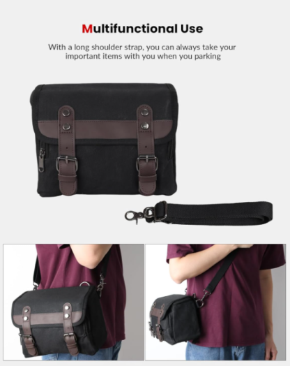 Bolsa Vintage para Herramientas de Moto 22 cm – Impermeable y Multifuncional para Manubrio o Sissy Bar 🏍️🧰🎒 - Imagen 2