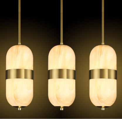 Lámpara colgante LED de cristal de alabastro – Juego de 3 unidades modernas