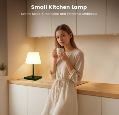 Lámpara de Mesa Recargable de 25 cm con Luz Cálida – Estilo Spa para Baño, Cocina o Terraza 🌿✨ - Imagen 3