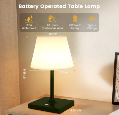 Lámpara de Mesa Recargable de 25 cm con Luz Cálida – Estilo Spa para Baño, Cocina o Terraza 🌿✨ - Imagen 5