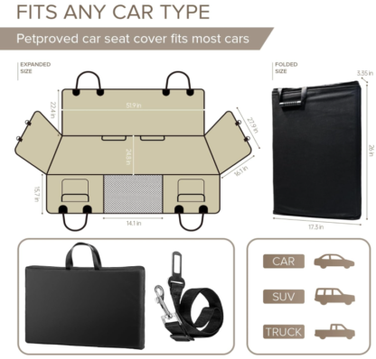Funda de Asiento para Perros Súper Resistente 160 cm x 132 cm – Ideal para Carros, SUVs y Camionetas 🐾🚗 - Imagen 6