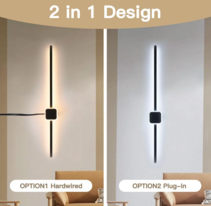 Set de 2 Lámparas Largas de Pared con Control Remoto y formas ajustables – Luz Regulable y Ajuste de Temperatura 🌙💡 - Imagen 2