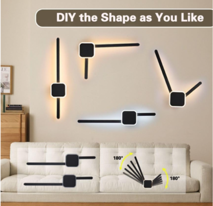 Set de 2 Lámparas Largas de Pared con Control Remoto y formas ajustables – Luz Regulable y Ajuste de Temperatura 🌙💡 - Imagen 5