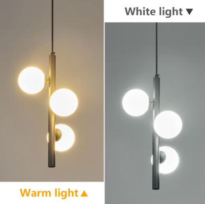 Lámpara Colgante Moderna de 3 Luces con Globos de Vidrio – Estilo Mid Century 🌟💡🖤 - Imagen 2