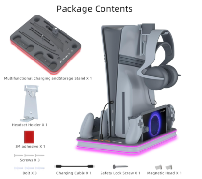 Base de Carga y Enfriamiento para PS5 Pro/Slim/Estándar – Color Gris - Imagen 7