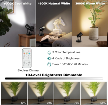 Set de 2 Focos Inalámbricos para Interior con Control Remoto – Luz LED Recargable Ajustable - Imagen 6