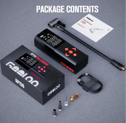 Inflador portátil de 150 PSI para llantas con batería recargable de 6000 mAh y pantalla LED - Imagen 9