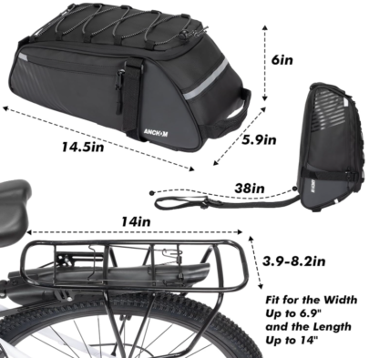 Bolsa trasera para bicicleta – 8L, impermeable, con correa de hombro - Imagen 5