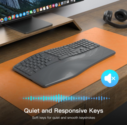 Teclado inalámbrico ergonómico con reposamuñecas – Diseño dividido curvo para mayor comodidad - Imagen 7