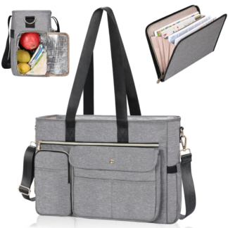 Bolsa de mano para laptop de 15.6 pulgadas para mujer – 12 bolsillos y compartimiento térmico 🍱👜