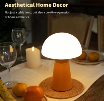 Lámpara de mesa de hongos, lámpara a pilas con temporizadorLámpara de mesa de hongos de vidrio con luz LED – Funciona con pilas y temporizador automático 🕒🍄 - Imagen 2