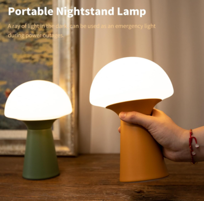 Lámpara de mesa de hongos, lámpara a pilas con temporizadorLámpara de mesa de hongos de vidrio con luz LED – Funciona con pilas y temporizador automático 🕒🍄 - Imagen 3