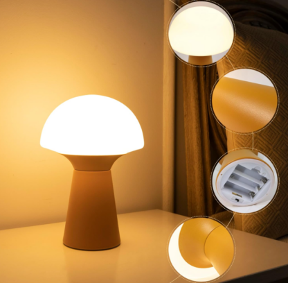 Lámpara de mesa de hongos, lámpara a pilas con temporizadorLámpara de mesa de hongos de vidrio con luz LED – Funciona con pilas y temporizador automático 🕒🍄 - Imagen 5