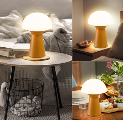 Lámpara de mesa de hongos, lámpara a pilas con temporizadorLámpara de mesa de hongos de vidrio con luz LED – Funciona con pilas y temporizador automático 🕒🍄 - Imagen 6