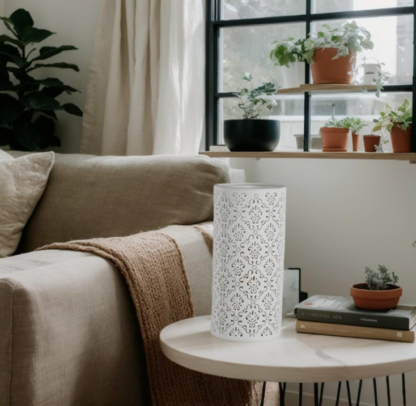 Lámpara de Mesa de Noche de 24 cm – Diseño Moderno en Cerámica Blanca - Imagen 4