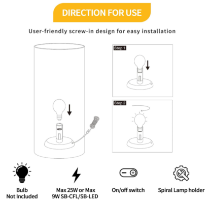 Lámpara de Mesa de Noche de 24 cm – Diseño Moderno en Cerámica Blanca - Imagen 6