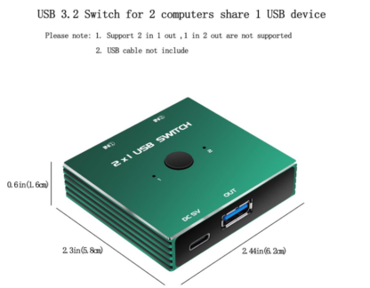Interruptor USB 3.0 2 en 1 con Salida USB – Conmutador KVM para 2 Computadoras - Imagen 2