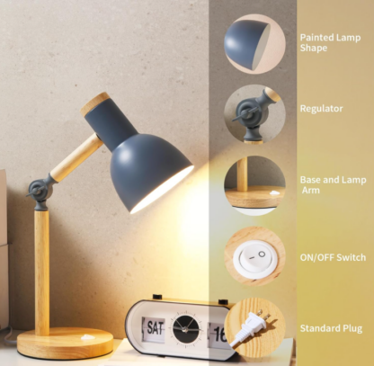 Lámpara de mesa de madera ajustable con luz tricolor de 5W 💡 - Imagen 2