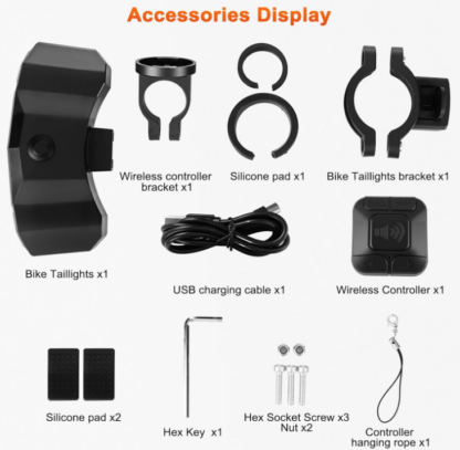 Luz Trasera Inteligente para Bicicleta con Luz de Giro, Bocina, Alarma y Carga USB – Impermeable y Recargable - Imagen 5