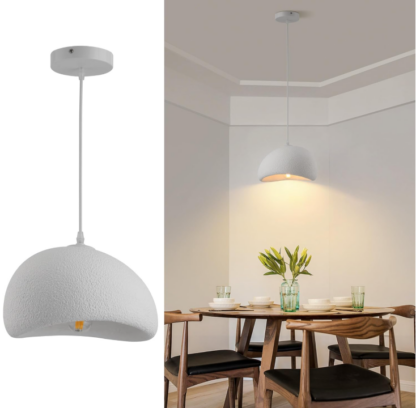 Lámpara Colgante Blanca de Estilo Wabi Sabi – Iluminación Japandi Artesanal para Interiores