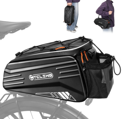 Bolsa Trasera Impermeable de 8.6L para Bicicleta con Correa de Hombro