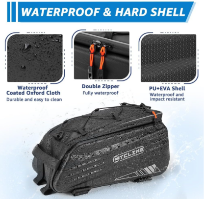 Bolsa Trasera Impermeable de 8.6L para Bicicleta con Correa de Hombro - Imagen 2