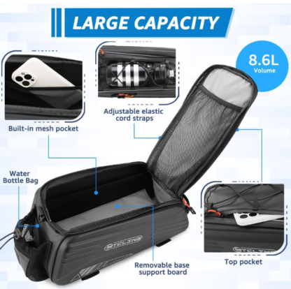 Bolsa Trasera Impermeable de 8.6L para Bicicleta con Correa de Hombro - Imagen 3