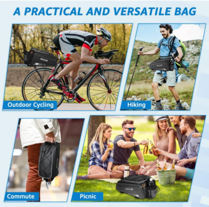 Bolsa Trasera Impermeable de 8.6L para Bicicleta con Correa de Hombro - Imagen 7