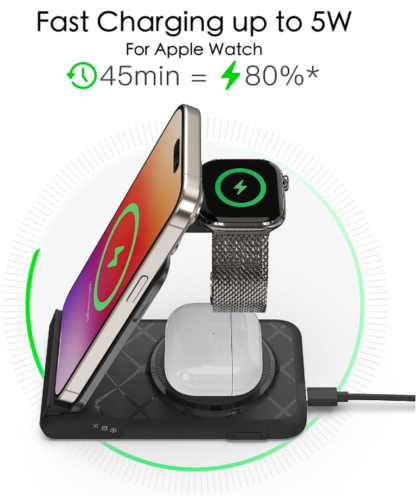 Estación de Carga 3 en 1 Plegable y Rápida ⚡📱⌚🎧 – Compatible con iPhone, Android y Apple Watch - Imagen 4