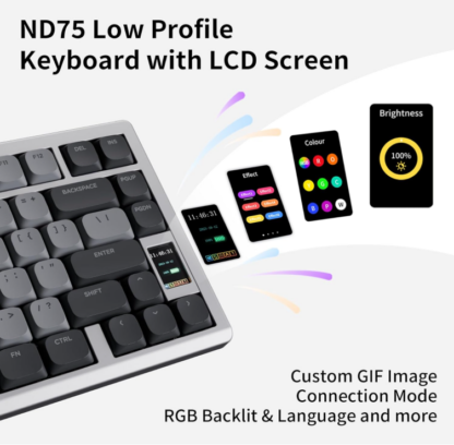 Teclado Mecánico Low Profile ND75 LP – 75% Inalámbrico con Pantalla, RGB y Diseño en Aluminio ⌨️✨ - Imagen 3