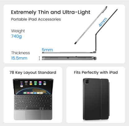 Funda con Teclado para iPad Pro 13" (M4, 2024) – Estilo Magic con Trackpad y Retroiluminación RGB 💻✨ - Imagen 6